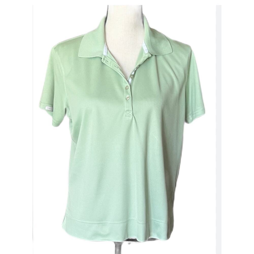 Tehama by Nancy Haley Sz M Light Green Short Sleeve Athletic Polo | EUC